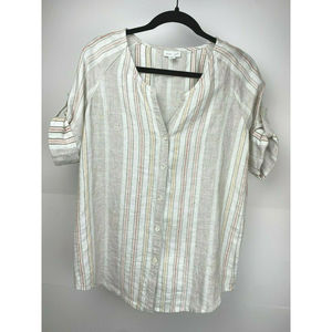 J. Jill Love Linen 100% Linen Boho Button Up